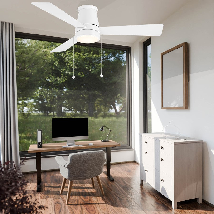 WAC Hug 3 Blade 52" Pull Chain Flush Mount Ceiling Fan, Black/Black