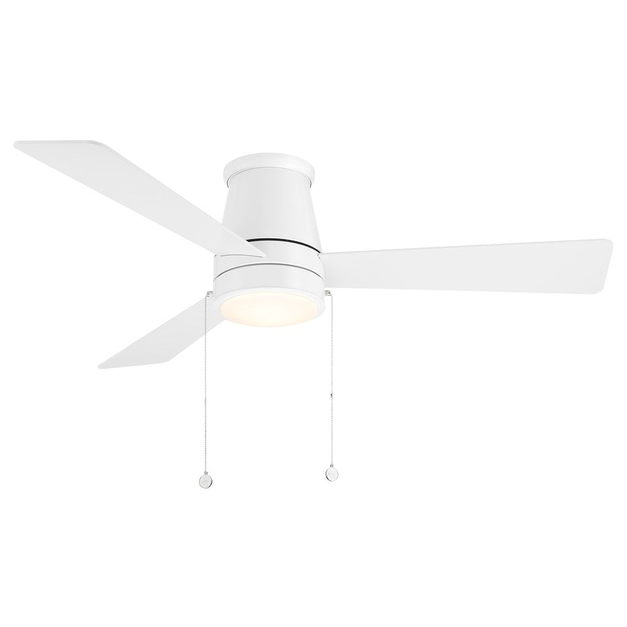 WAC Hug 3 Blade 52" Pull Chain Flush Mount Ceiling Fan, White/White - F-108L-MW