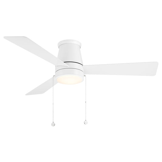 WAC Hug 3 Blade 52" Pull Chain Flush Mount Ceiling Fan, White/White - F-108L-MW