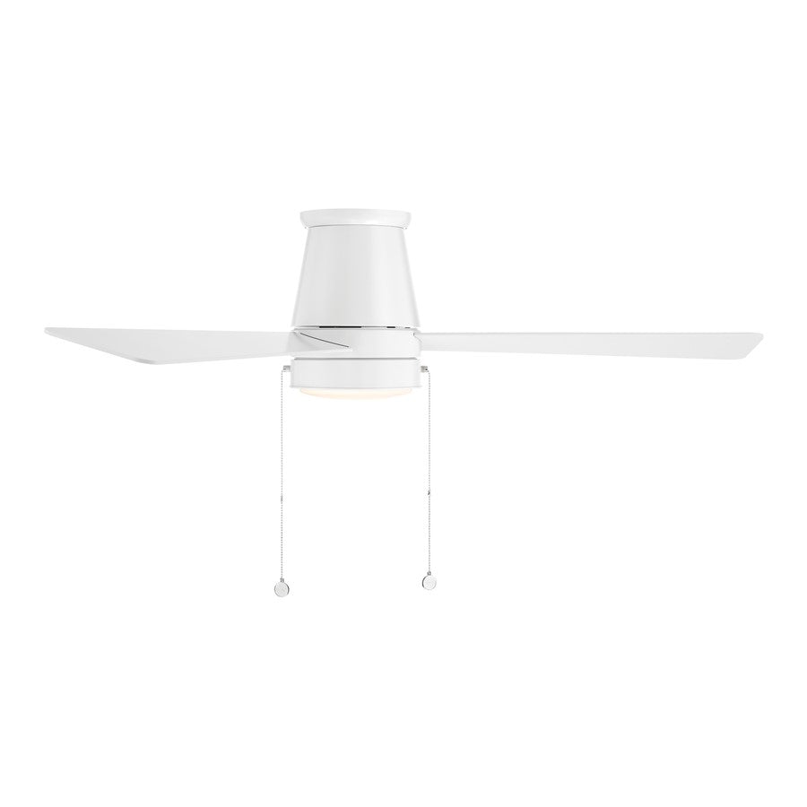 WAC Hug 3 Blade 52" Pull Chain Flush Mount Ceiling Fan, White/White