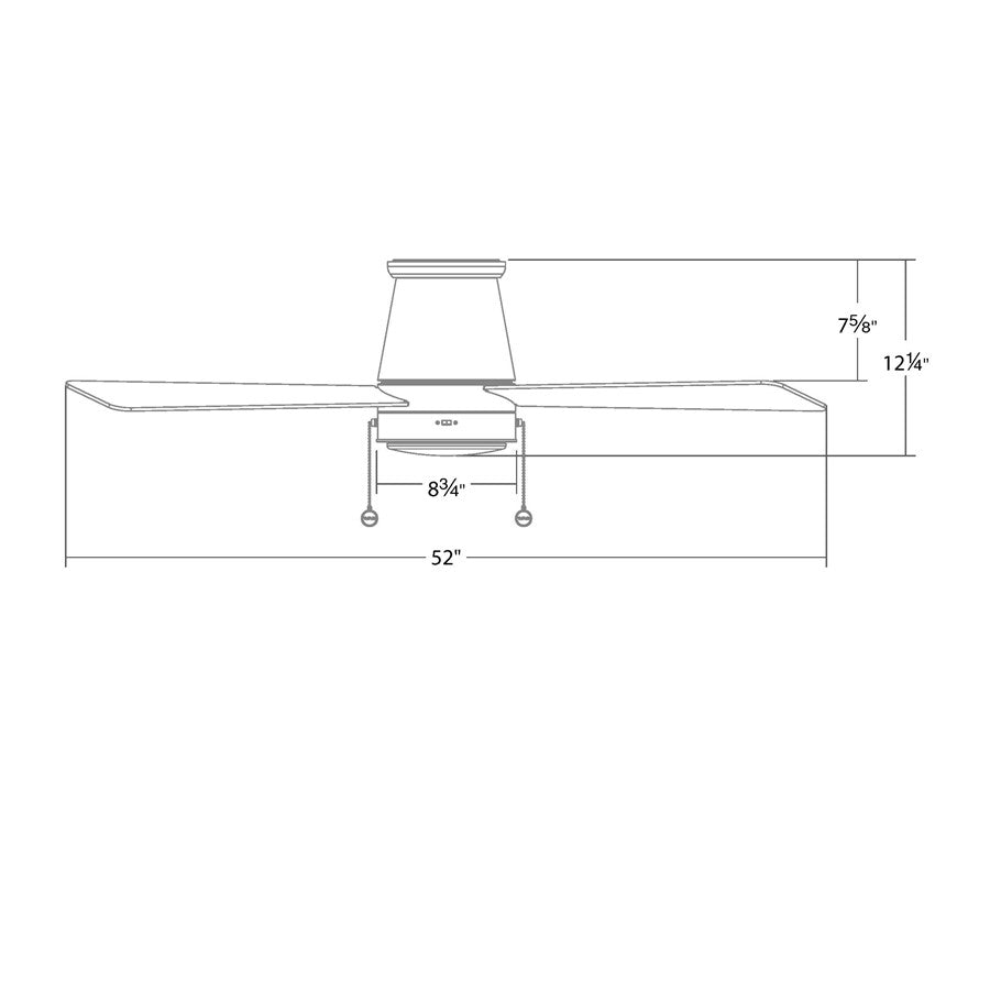 WAC Hug 3 Blade 52" Pull Chain Flush Mount Ceiling Fan, White/White