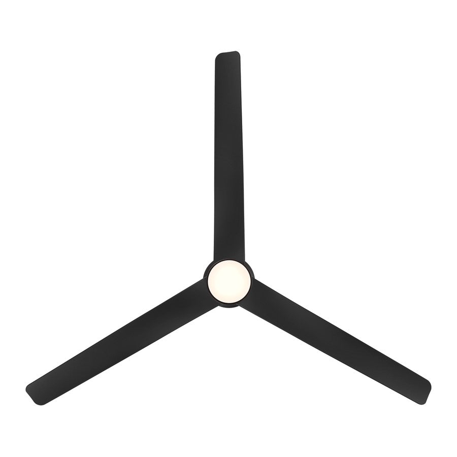 WAC Novelle 3 Blade 52" LED Smart Ceiling Fan, Matte Black/Black