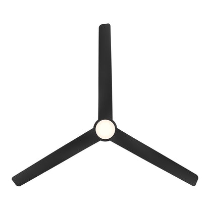 WAC Novelle 3 Blade 52" LED Smart Ceiling Fan, Matte Black/Black