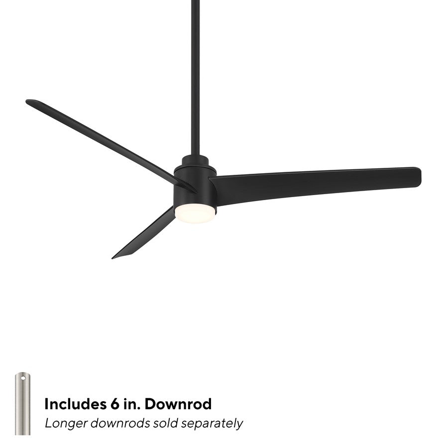 WAC Novelle 3 Blade 52" LED Smart Ceiling Fan, Matte Black/Black