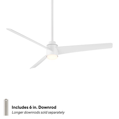 WAC Novelle 3 Blade 52" LED Smart Ceiling Fan, Matte White/White