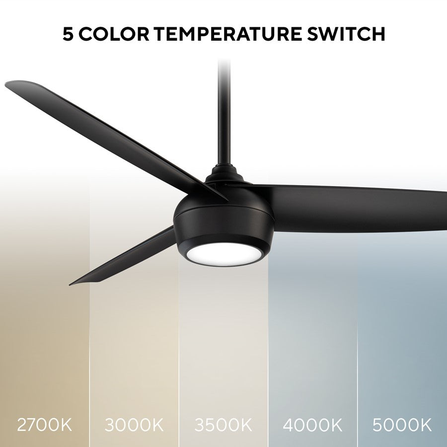 WAC Ferris 3 Blade 52" LED Smart Ceiling Fan, Matte Black/Black