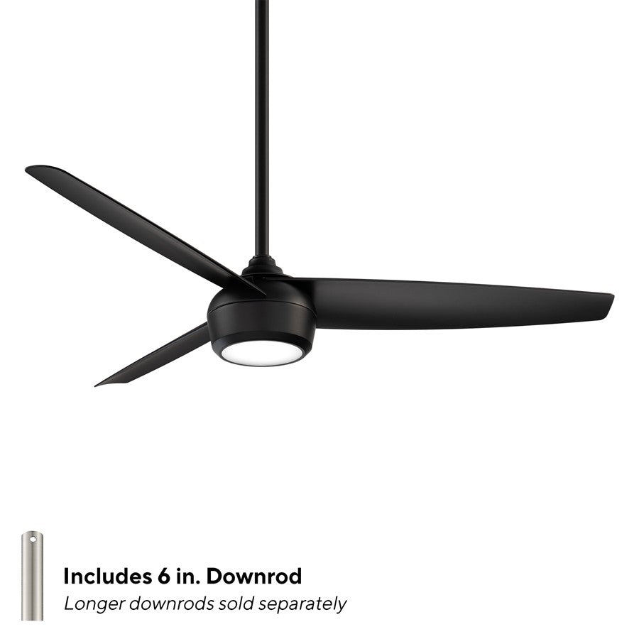 WAC Ferris 3 Blade 52" LED Smart Ceiling Fan, Matte Black/Black