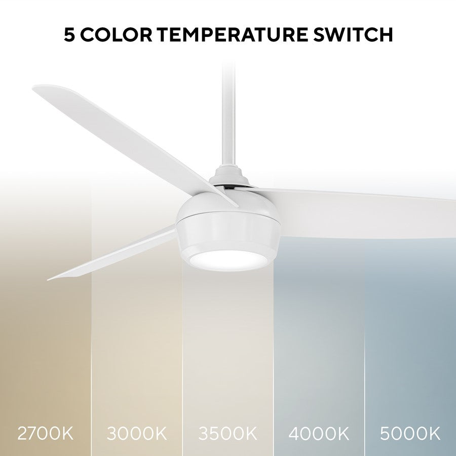 WAC Ferris 3 Blade 52" LED Smart Ceiling Fan, Matte White/White