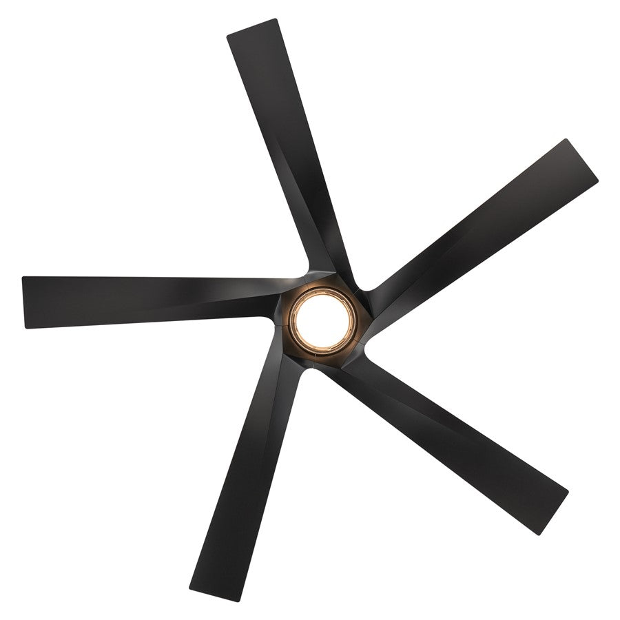 WAC Zeke 5 Blade 60" LED Smart Ceiling Fan, Matte Black/Black