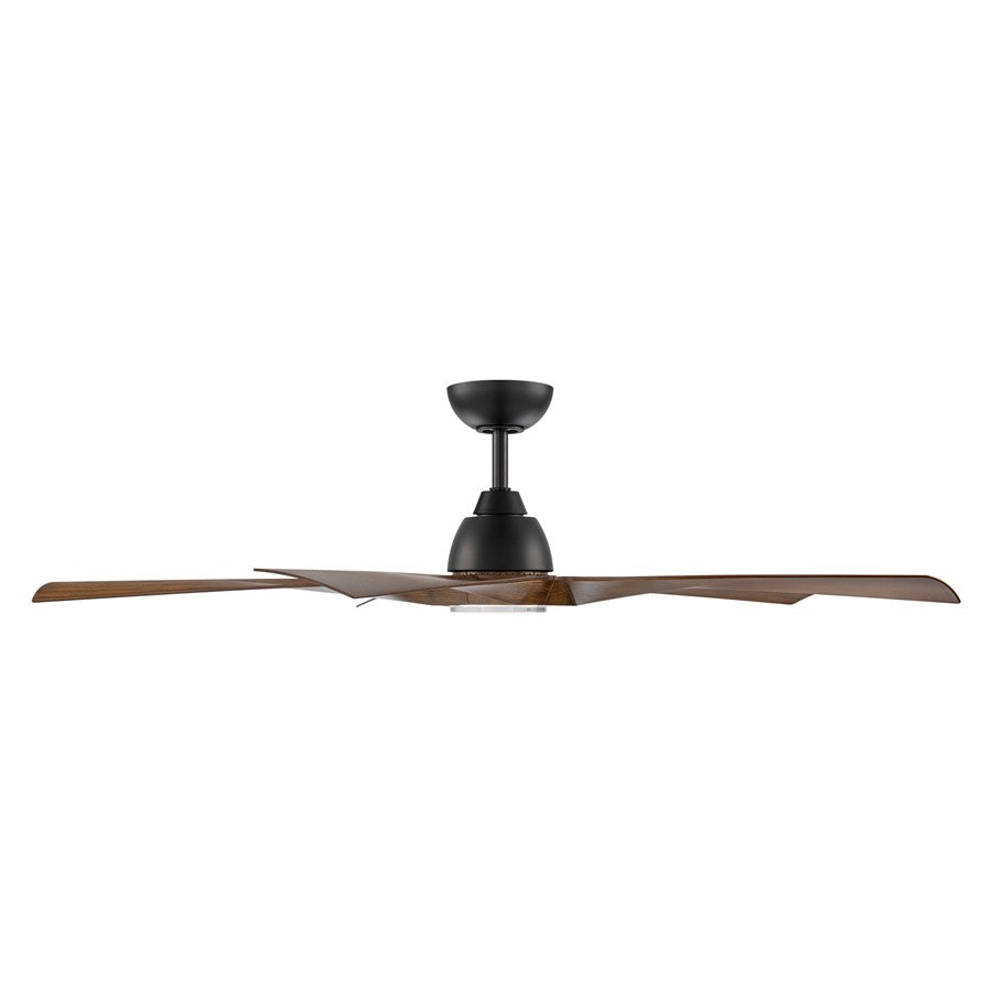 WAC Zeke 5 Blade 60" LED Smart Ceiling Fan, Black Distressed Koa