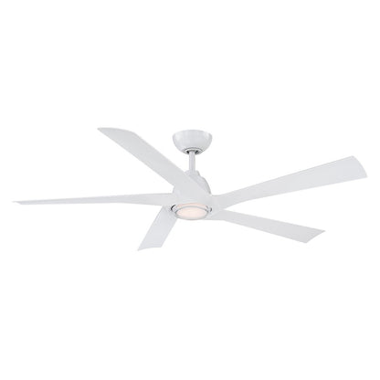 WAC Zeke 5 Blade 60" LED Smart Ceiling Fan, Matte White/White