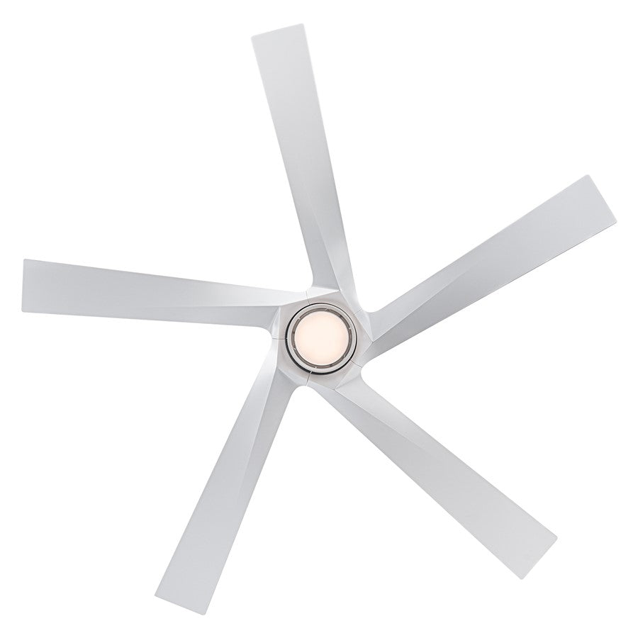 WAC Zeke 5 Blade 60" LED Smart Ceiling Fan, Matte White/White