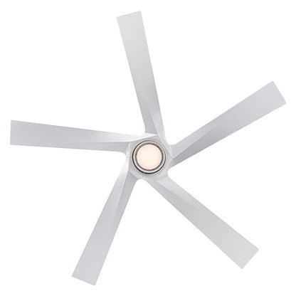 WAC Zeke 5 Blade 60" LED Smart Ceiling Fan, Matte White/White