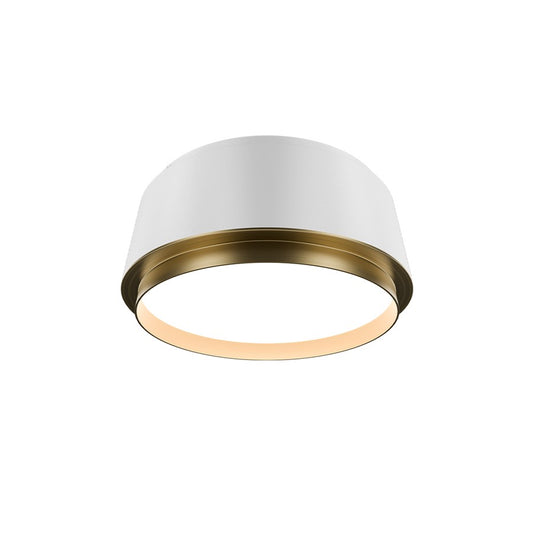 dweLED Salvo 1Lt 9" Flush/3500K, White Brass/White Opaque - FM-20509-35-WT-AB