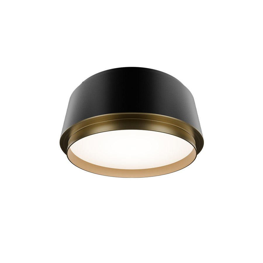dweLED Salvo 1Lt 9" Flush/4000K, Black Brass/White Opaque - FM-20509-40-BK-AB