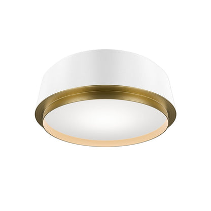 dweLED Salvo 1Lt 12" Flush/2700K, White Brass/White Opaque - FM-20512-27-WT-AB