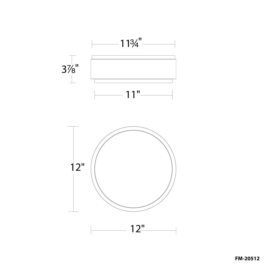 dweLED Salvo 1Lt 12" Flush/2700K, White Brass/White Opaque