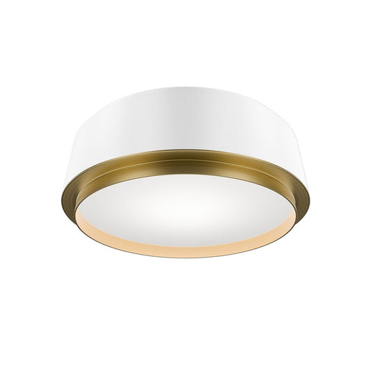 dweLED Salvo 1Lt 12" Flush/3000K, White Brass/White Opaque - FM-20512-30-WT-AB