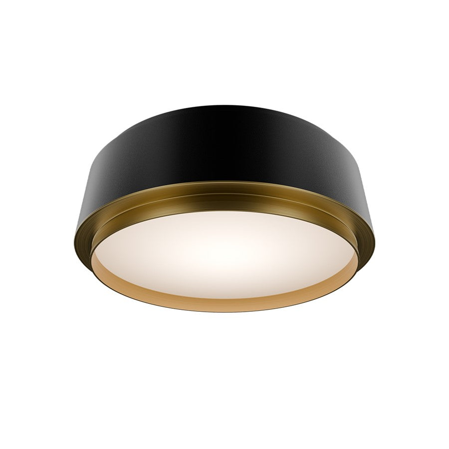 dweLED Salvo 1Lt 12" Flush/3500K, Black Brass/White Opaque - FM-20512-35-BK-AB