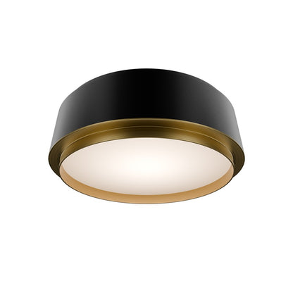 dweLED Salvo 1Lt 12" Flush/3500K, Black Brass/White Opaque - FM-20512-35-BK-AB
