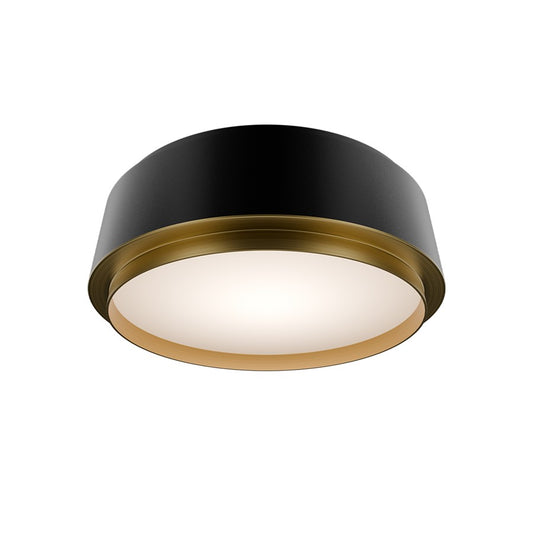 dweLED Salvo 1Lt 12" Flush/3500K, Black Brass/White Opaque - FM-20512-35-BK-AB