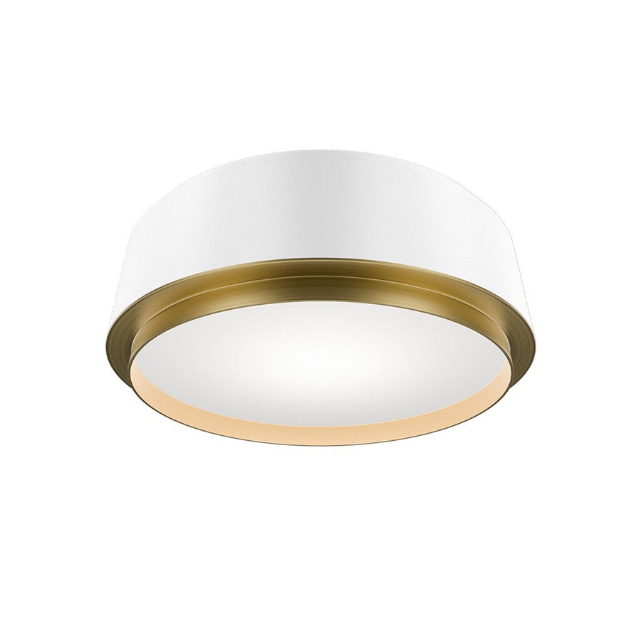 dweLED Salvo 1Lt 12" Flush/3500K, White Brass/White Opaque - FM-20512-35-WT-AB