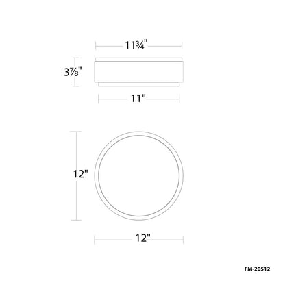 dweLED Salvo 1Lt 12" Flush/3500K, White Brass/White Opaque