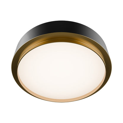 dweLED Salvo 1Lt 15" Flush/2700K, Black Brass/White Opaque - FM-20515-27-BK-AB