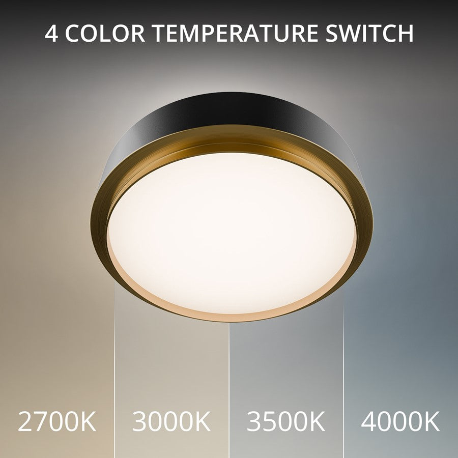 dweLED Salvo 1Lt 15" Flush/2700K, Black Brass/White Opaque