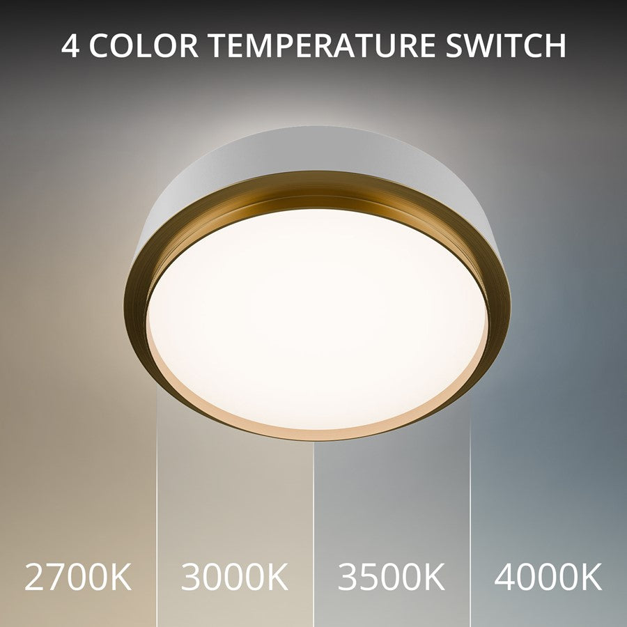 dweLED Salvo 1Lt 15" Flush/3000K, White Brass/White Opaque