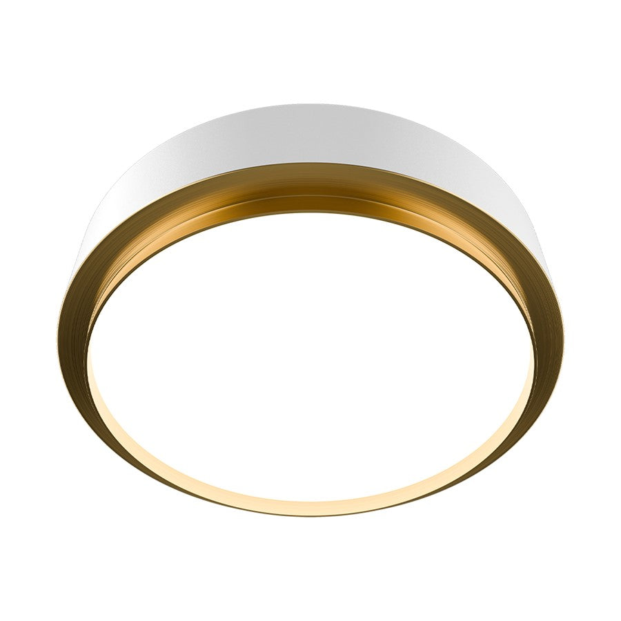 dweLED Salvo 1Lt 15" Flush/3500K, White Brass/White Opaque - FM-20515-35-WT-AB