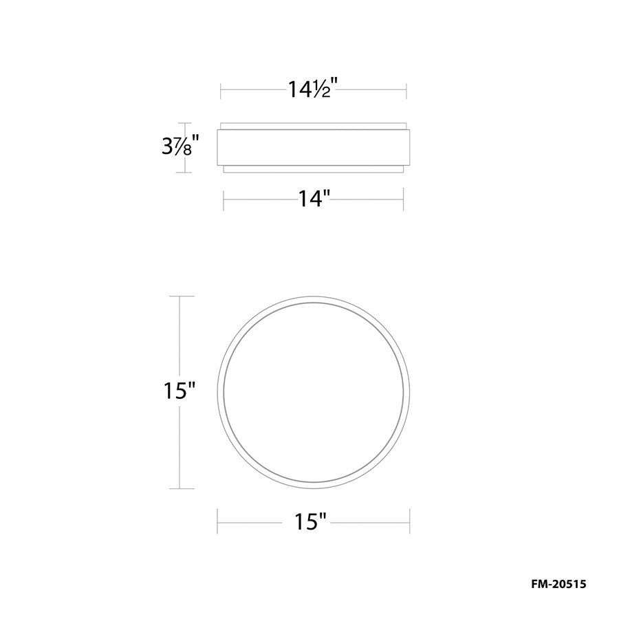 dweLED Salvo 1Lt 15" Flush/4000K, White Brass/White Opaque