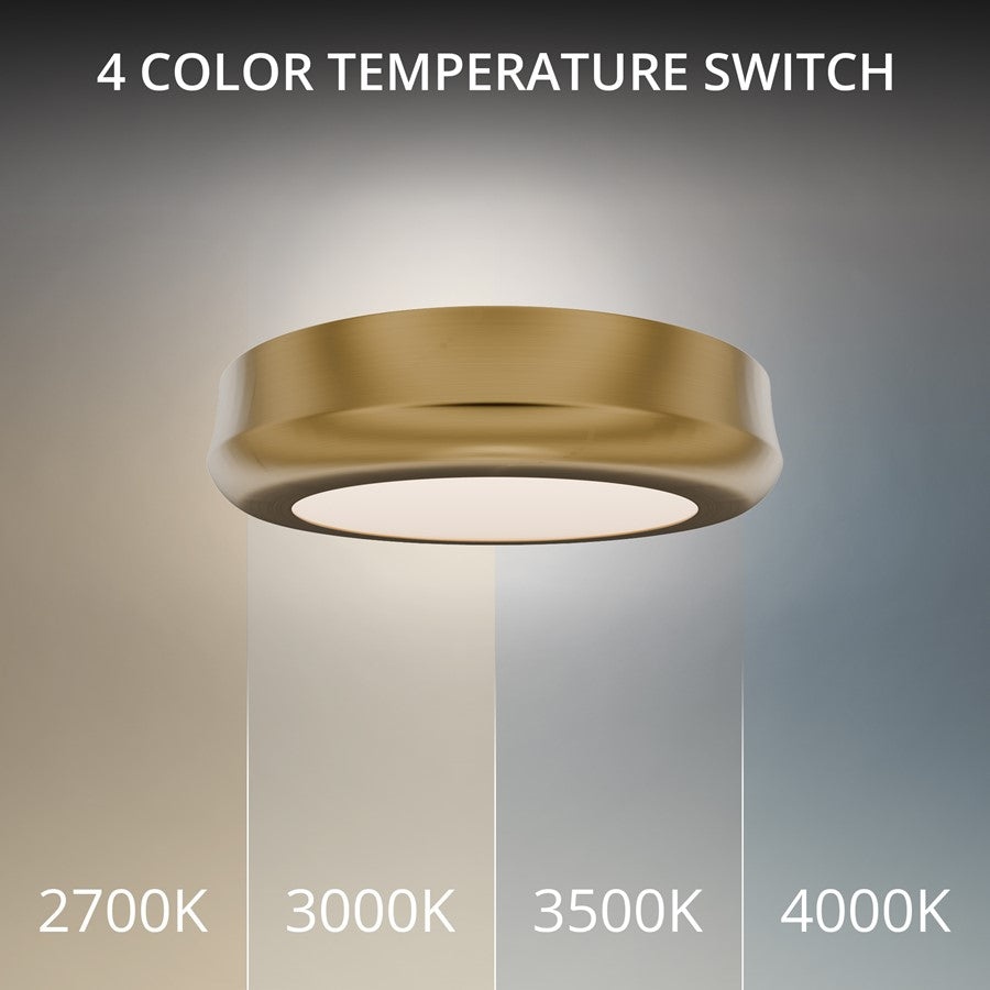 dweLED Parthenon 1 Light 5" Flush Mount/2700K, Aged Brass/White