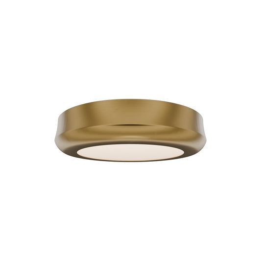dweLED Parthenon 1 Light 5" Flush Mount/3500K, Aged Brass/White - FM-37505-35-AB