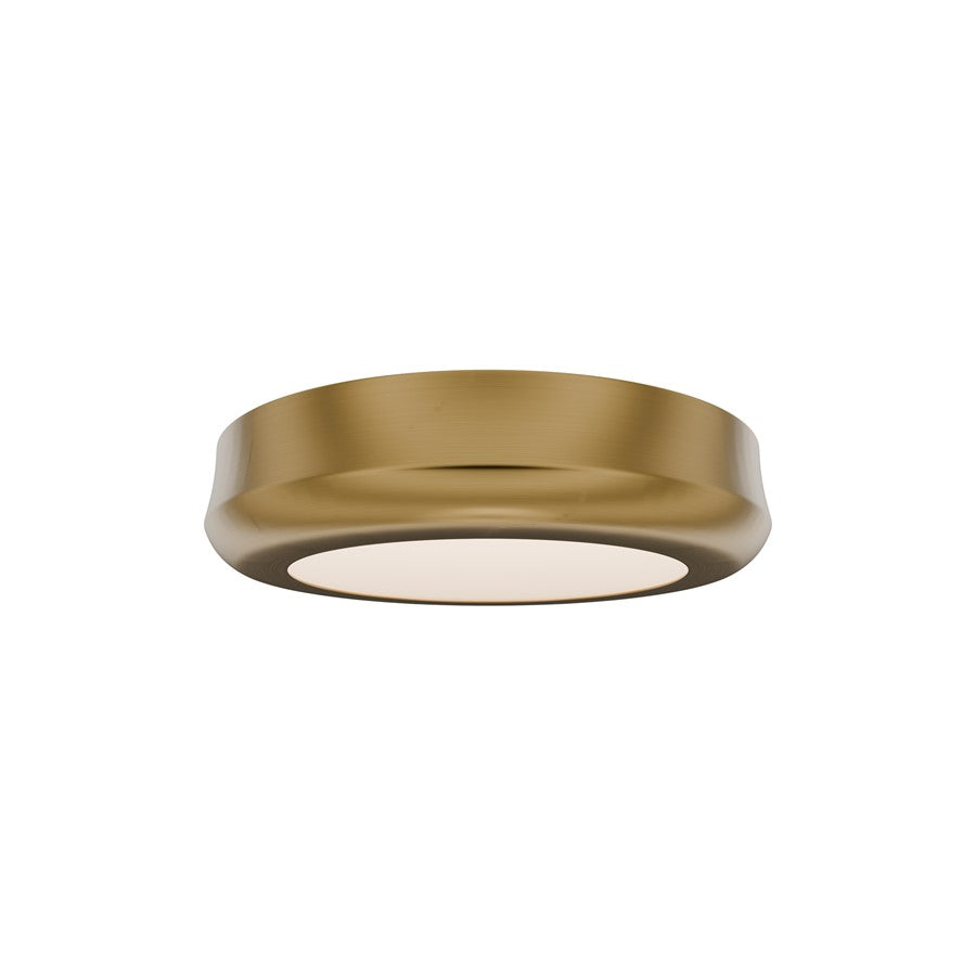 dweLED Parthenon 1 Light 5" Flush Mount/4000K, Aged Brass/White - FM-37505-40-AB