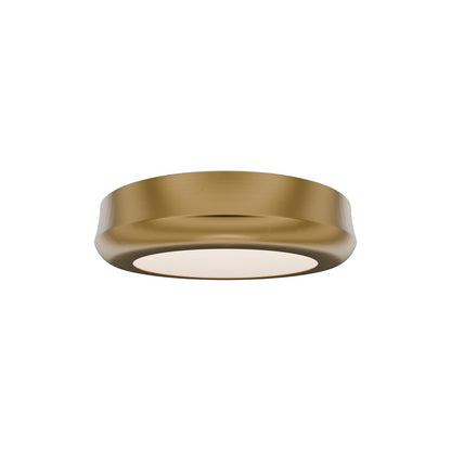 dweLED Parthenon 1 Light 5" Flush Mount/4000K, Aged Brass/White - FM-37505-40-AB