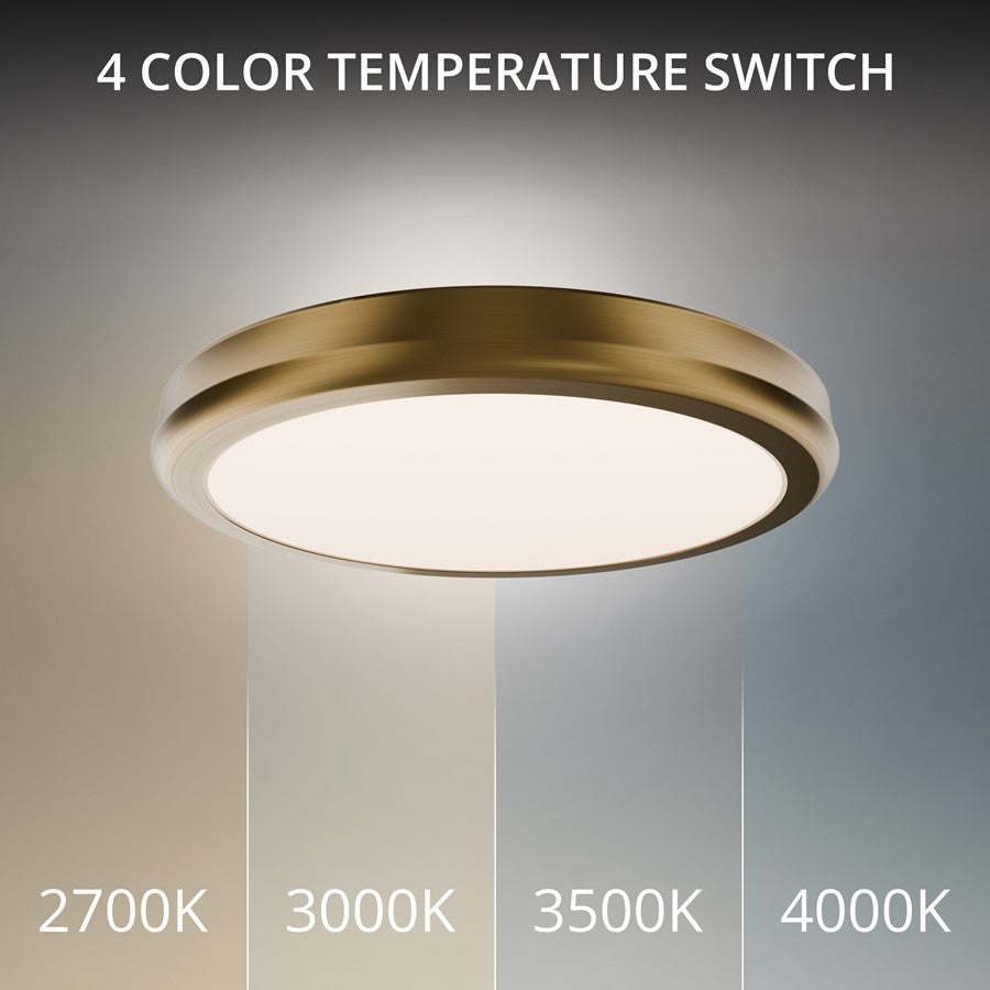 dweLED Parthenon 1Lt 10" Flush Mount/3000K, Brass/White