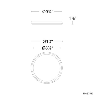 dweLED Parthenon 1 Light 10" Flush Mount/3000K, Black/White
