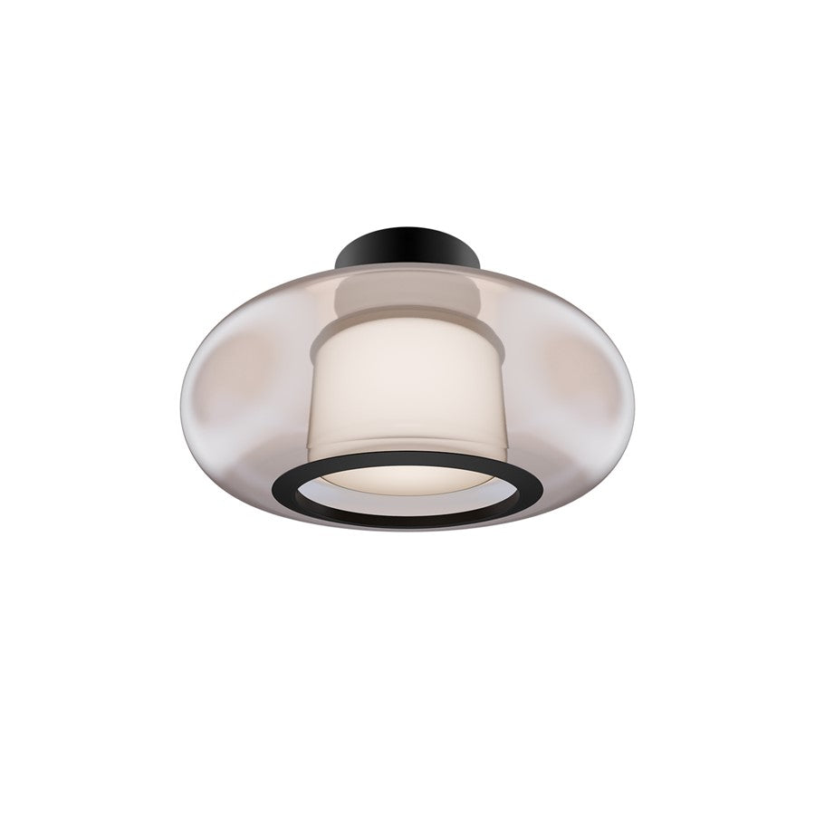 dweLED Doma 1 Light 14" Flush Mount/3000K, Black/Opaline - FM-48513-30-BK