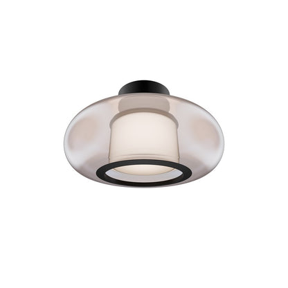 dweLED Doma 1 Light 14" Flush Mount/3000K, Black/Opaline - FM-48513-30-BK