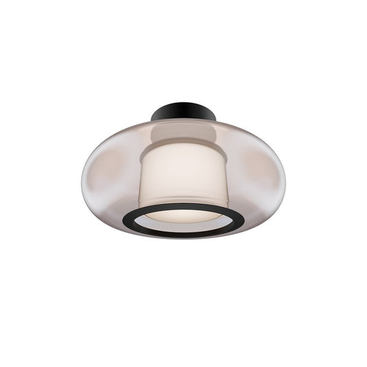 dweLED Doma 1 Light 14" Flush Mount/3000K, Black/Opaline - FM-48513-30-BK