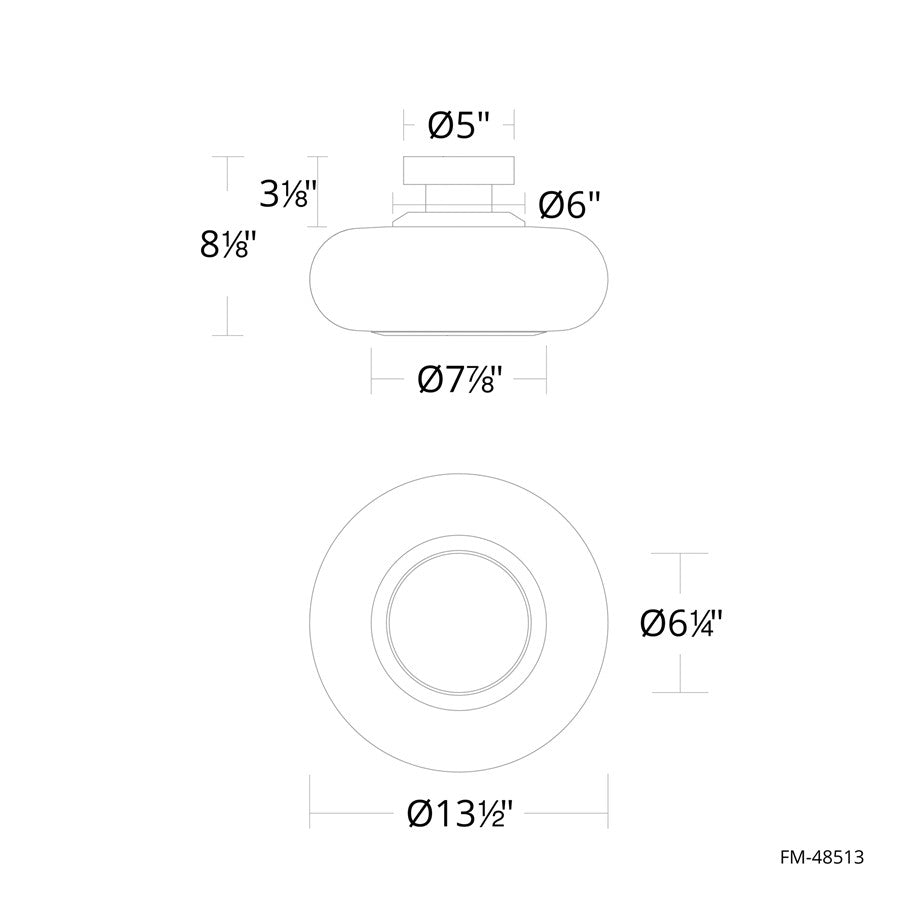 dweLED Doma 1 Light 14" Flush Mount/3000K, Black/Opaline