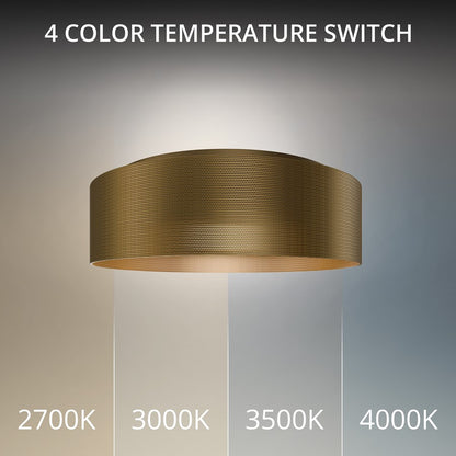 dweLED Grille 1 Light 12" Flush Mount/3500K, Aged Brass/Frosted