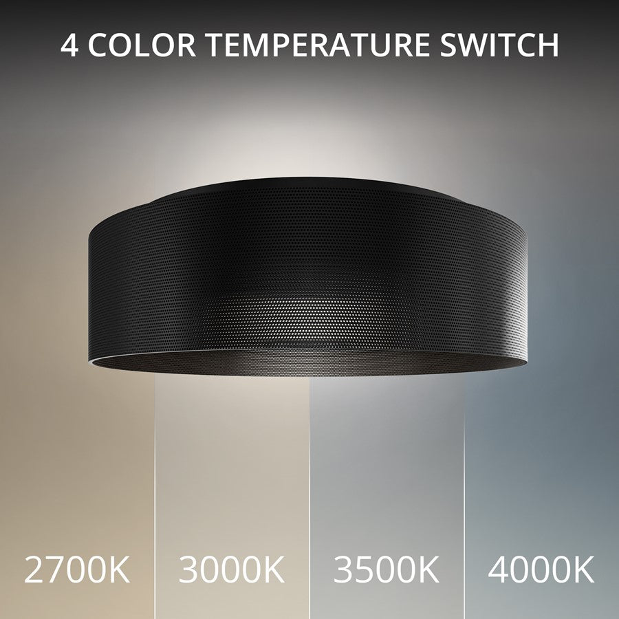 dweLED Grille 1 Light 18" Flush Mount/4000K, Black/Frosted