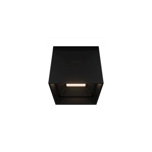 WAC Lighting Downtown 3in 1-Light Outdoor Flush Mount | Contemporary Black Aluminum and Clear Glass | Covered Porch & Patio | 3 x | Model FM-W47203-35-BK