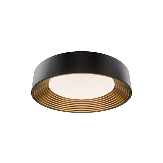 WAC Lighting Gaston 18in 1-Light Flush Mount | Modern Black Gold Aluminum and Frosted Acrylic | Bedroom & Hallway | 4.4 H x 17.8 | Model FM701618-BK-GO