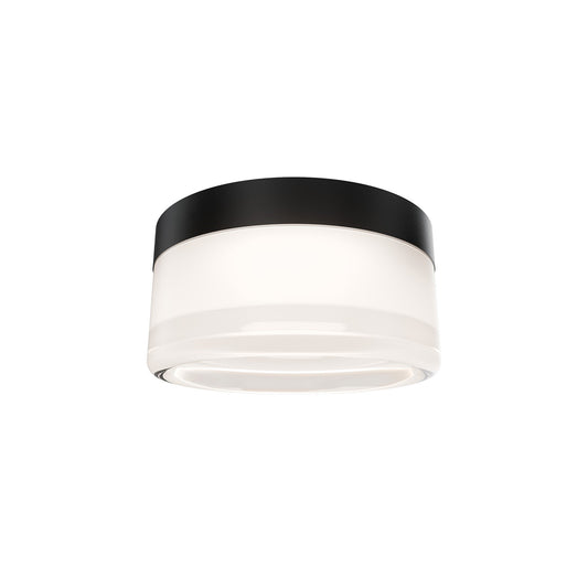 WAC Lighting Balto II 5in 1-Light Outdoor Flush Mount | Modern Black Aluminum and Frosted PC Diffuser | Covered Patio & Sauna | 5.38 | Model FMW704605S-BK