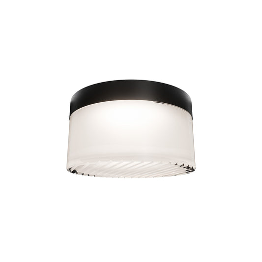 WAC Lighting Balto III 5in 1-Light Outdoor Flush Mount | Modern Black Aluminum and Frosted PC Diffuser | Covered Patio & Entryway | Model FMW705605-BK