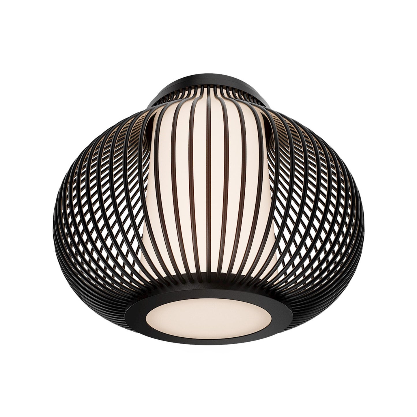WAC Lighting Poppin 16in 1-Light Outdoor Flush Mount | Modern Black Aluminum and Frosted Acrylic | Covered Porch & Entryway | 13.25 x | Model FMW706616-BK