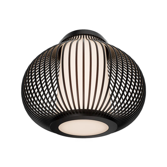 WAC Lighting Poppin 16in 1-Light Outdoor Flush Mount | Modern Black Aluminum and Frosted Acrylic | Covered Porch & Entryway | 13.25 x | Model FMW706616-BK